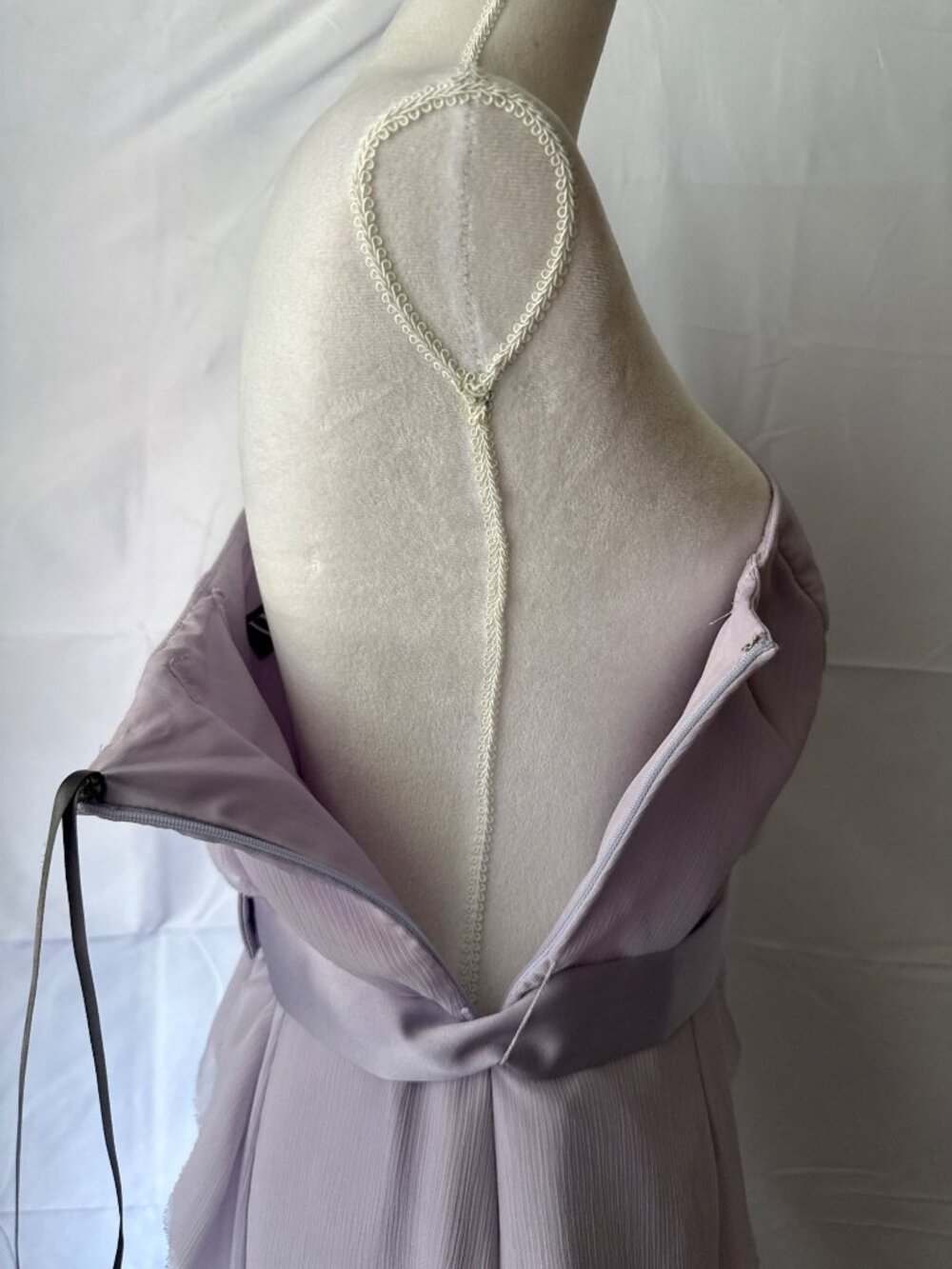 Lavender Ruffled One-Shoulder Flowing Chiffon Cascading Ruffle Front Dress - Picture 12 of 16